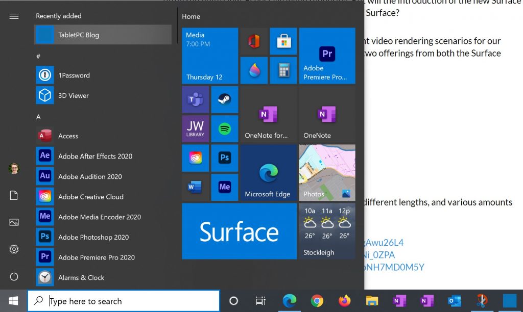 Website App in Start Menu