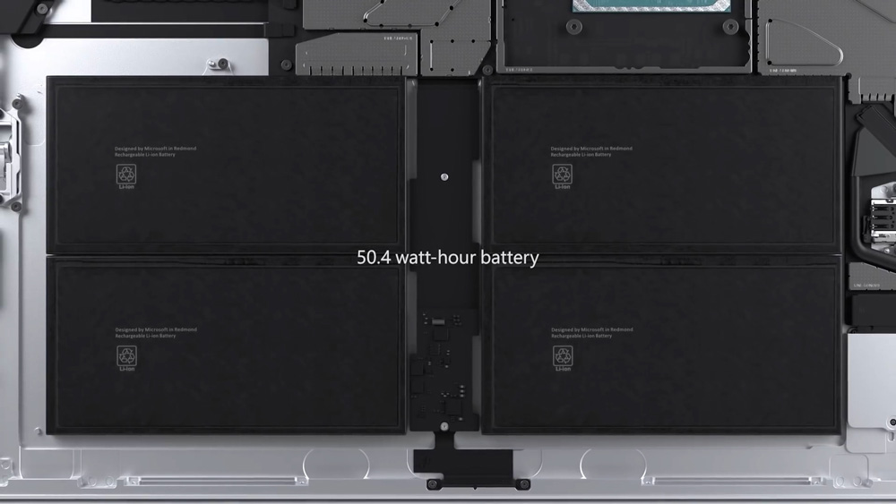 Inside the Surface Pro 7+ is an improved 50.4 watt-hour battery.