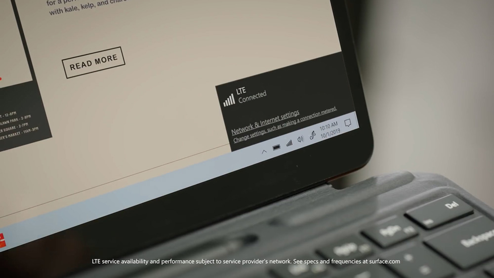 Surface screen with "LTE Connected" displayed.